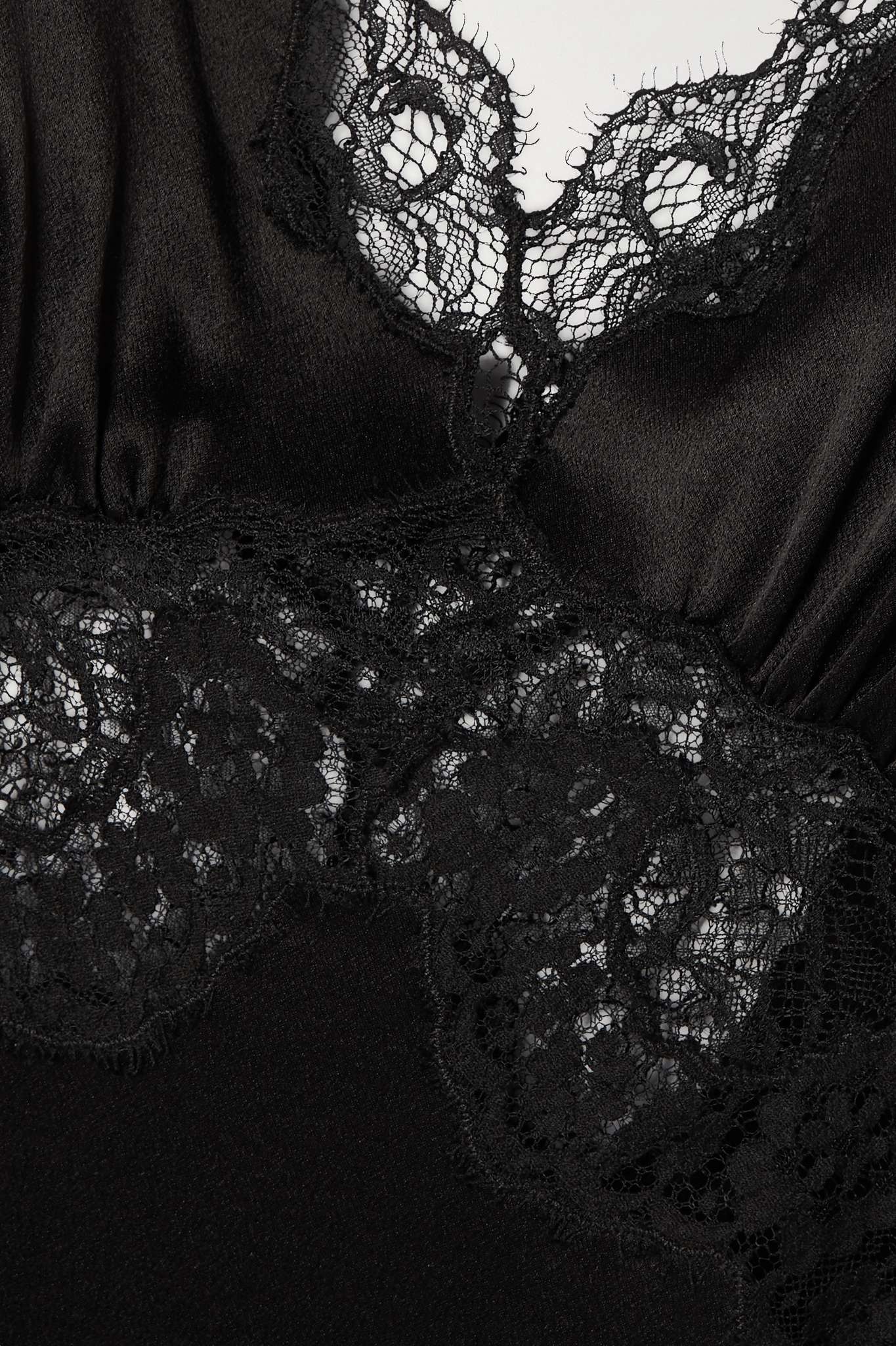 Lace-trimmed silk-satin dress - 4