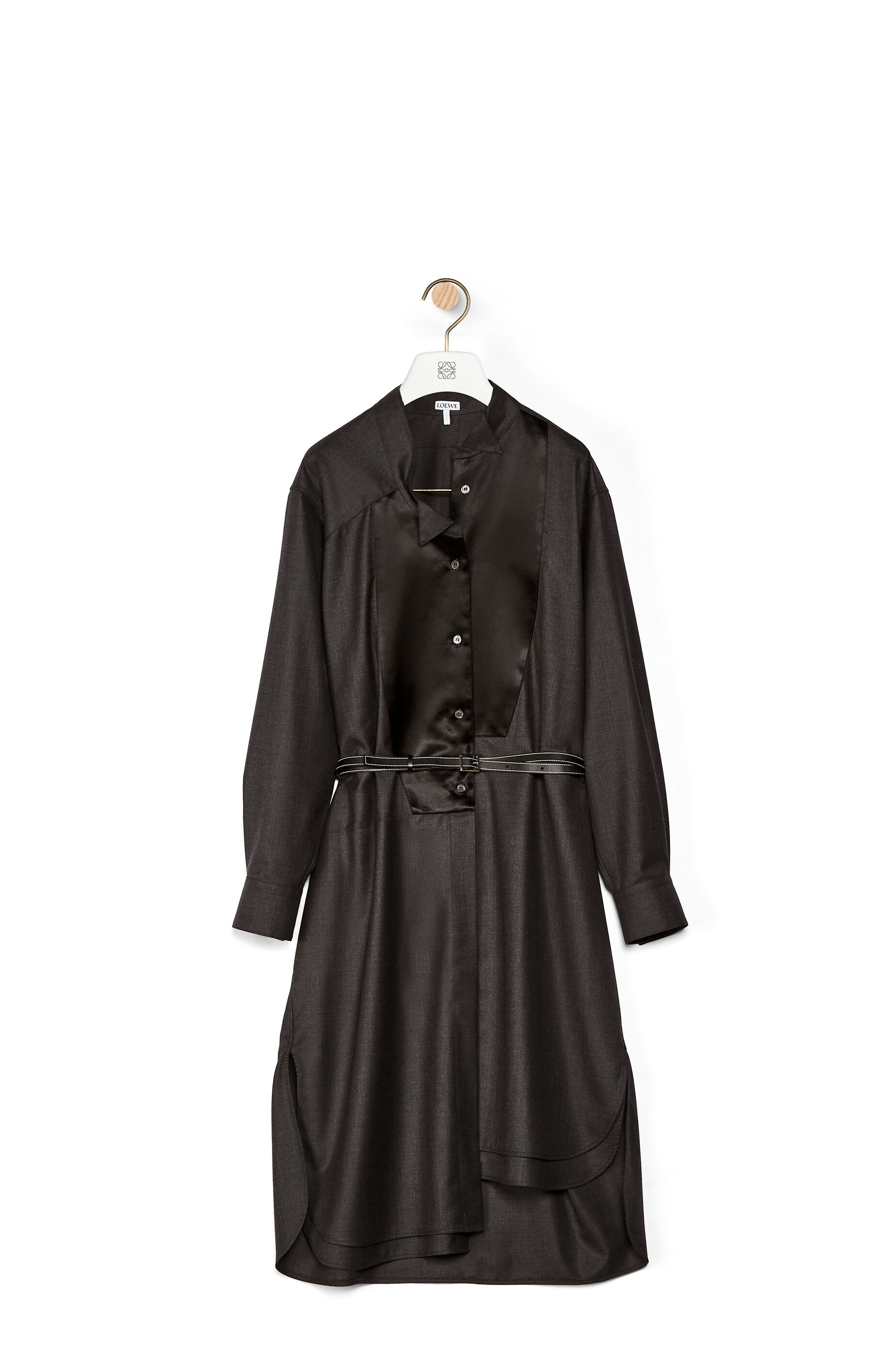 Asymmetric shirtdress in wool - 1