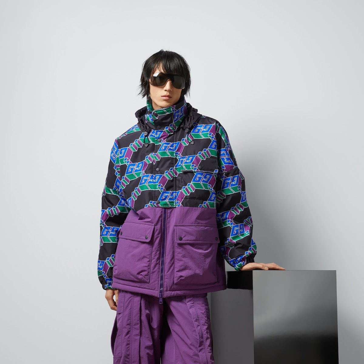 Square GG nylon canvas coat - 6