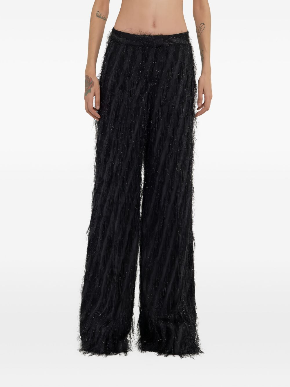 fringed metallic-effect trousers - 2