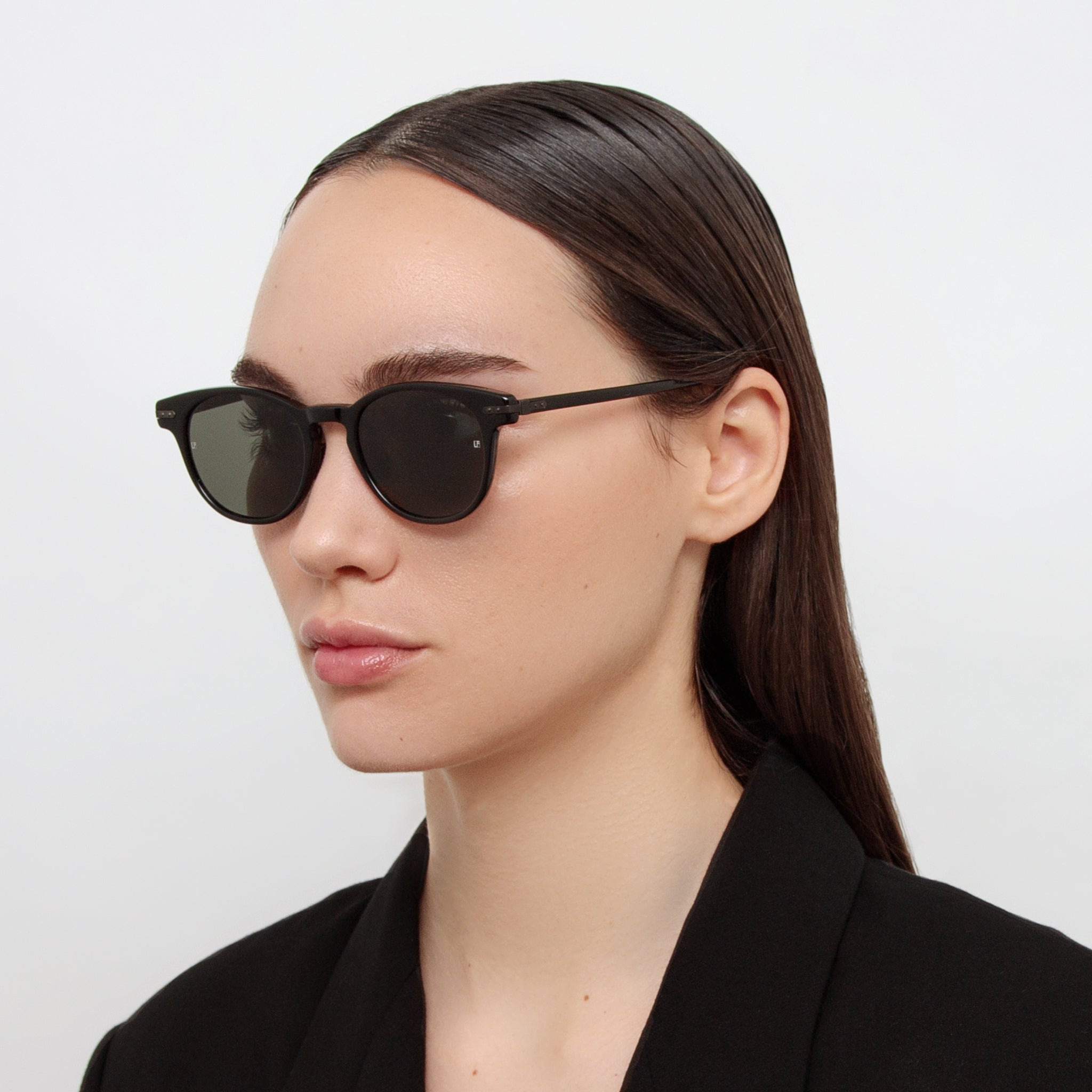 MEN'S BAY D-FRAME SUNGLASSES IN BLACK AND MATT NICKEL (ASIAN FIT) - 3