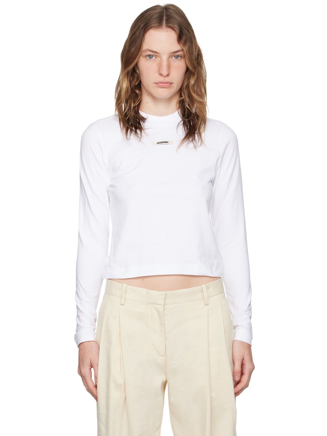 White Les Classiques 'Le t-shirt Gros Grain manches longues' Long Sleeve T-Shirt - 1