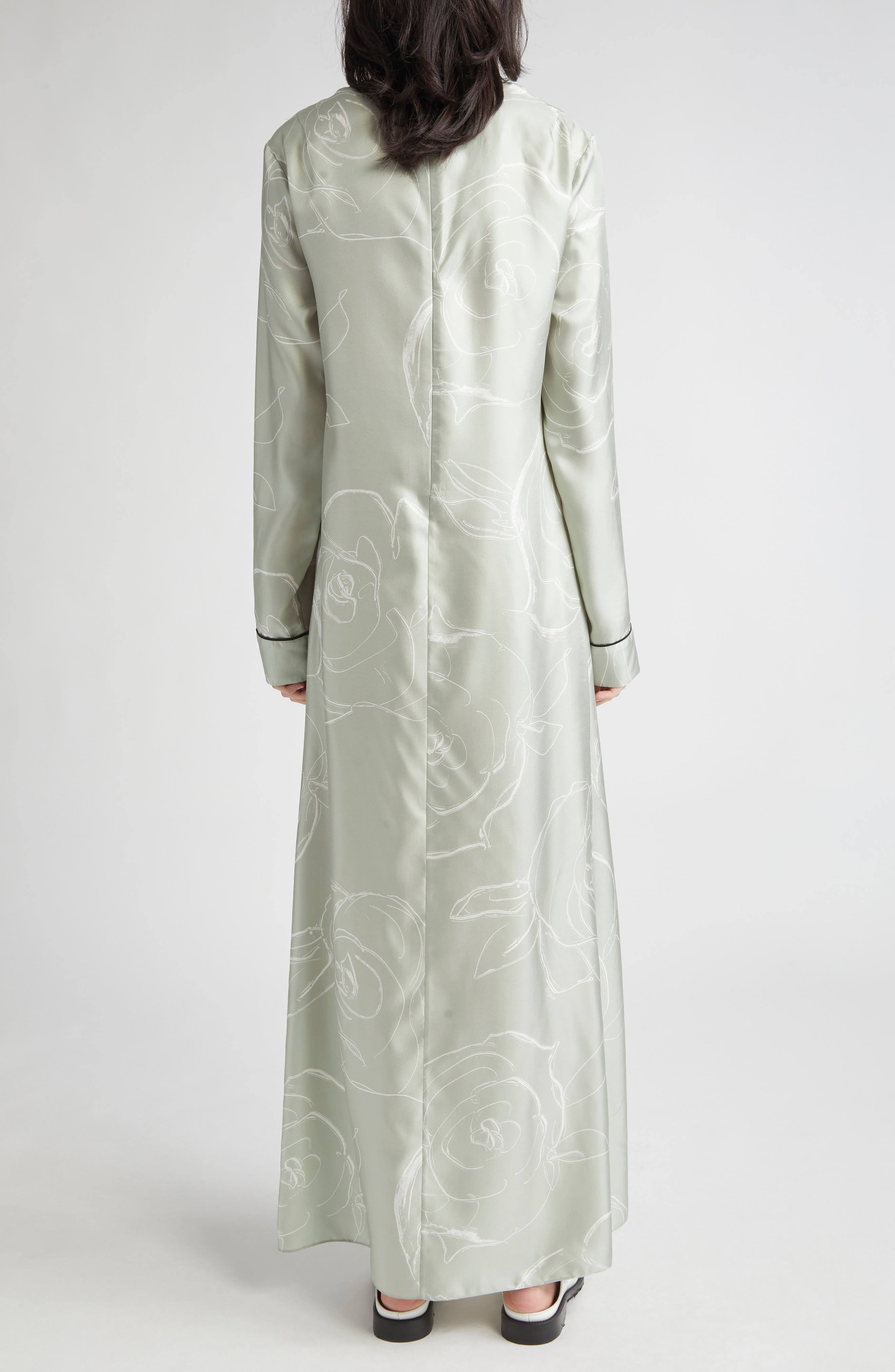 Marni Drawn Floral Long Sleeve Silk Dress in Auv19 Linden at Nordstrom - 2