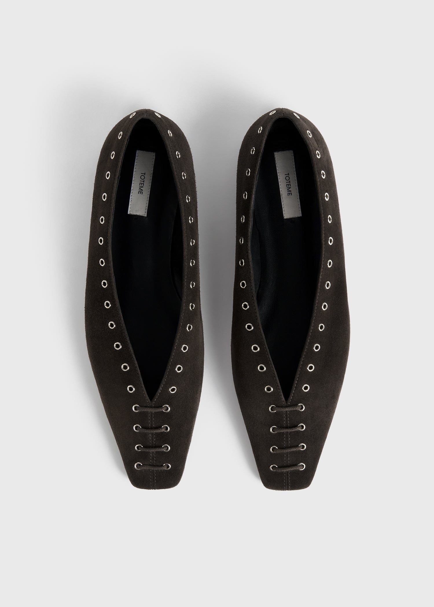 Suede lace-up ballerinas pepper - 5