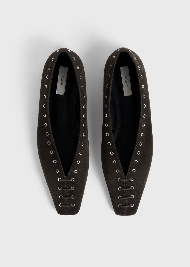 Suede lace-up ballerinas pepper 5