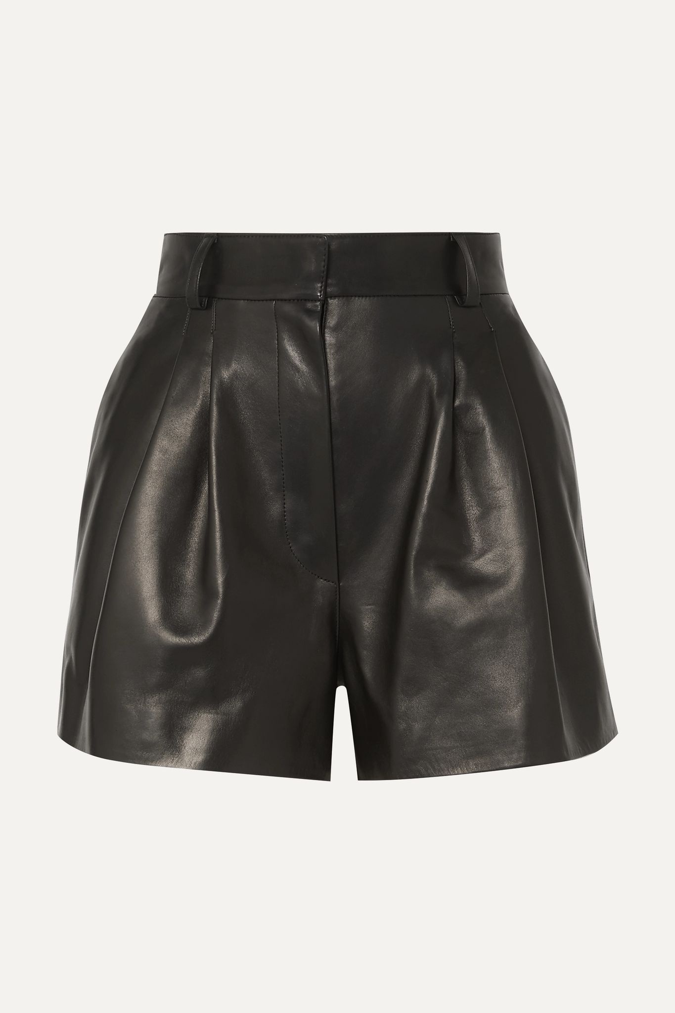 Pleated leather shorts - 1