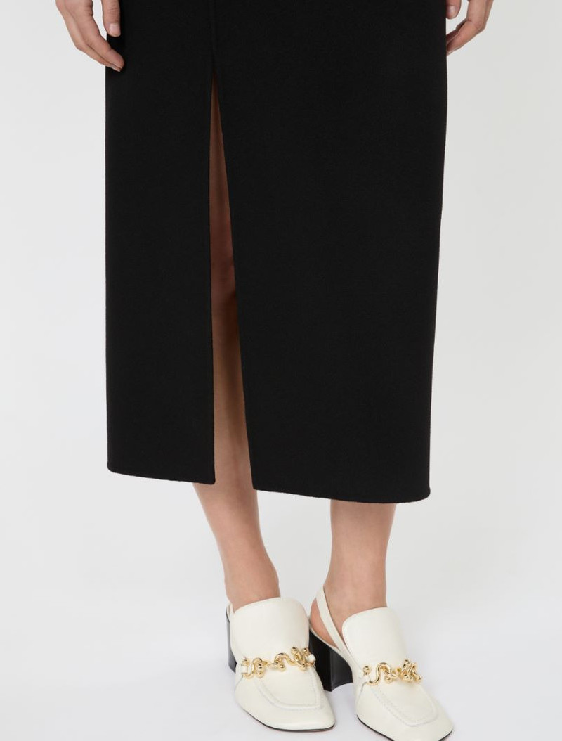 Long double-faced wool skirt - black 6