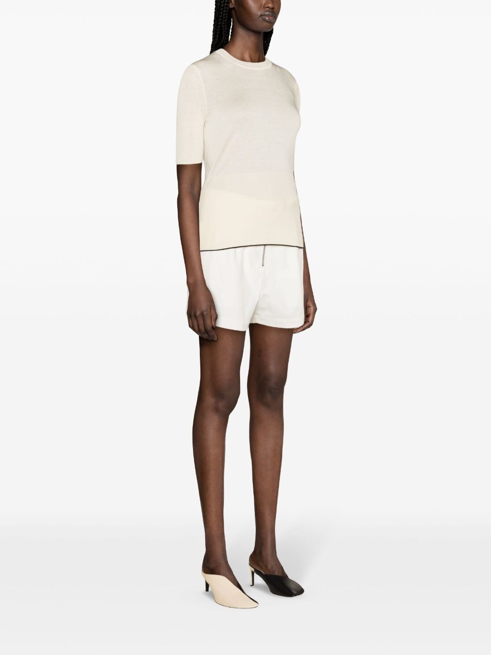 contrasting-trim fine-knit jumper - 3