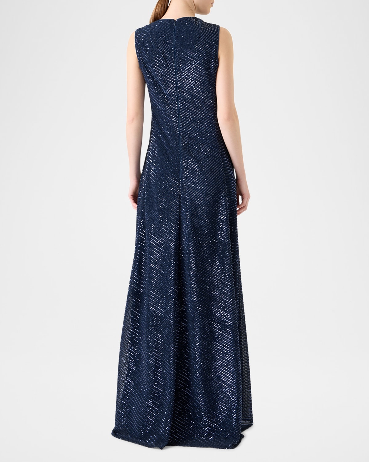 Diagonal Sequined Georgette Gown - 3