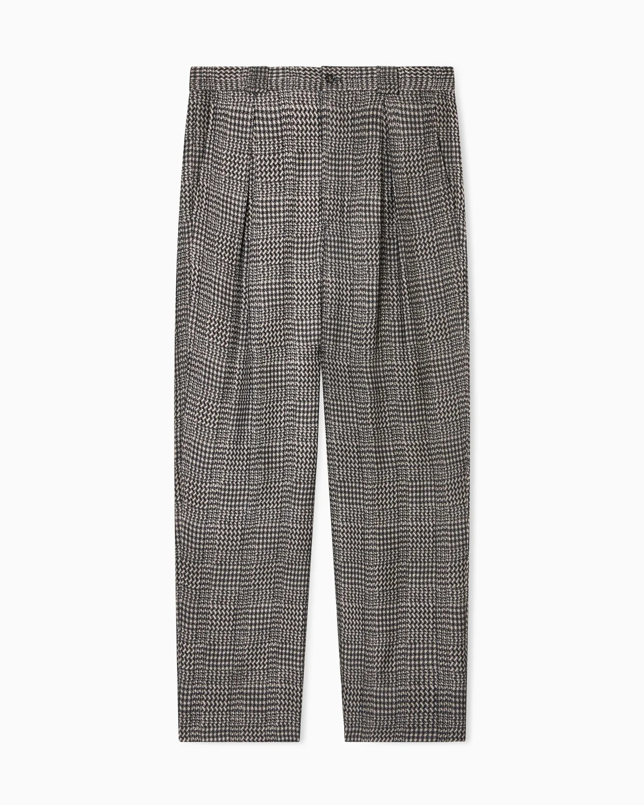 HOUNDSTOOTH VISCOSE ONE-PLEAT TROUSERS - 1