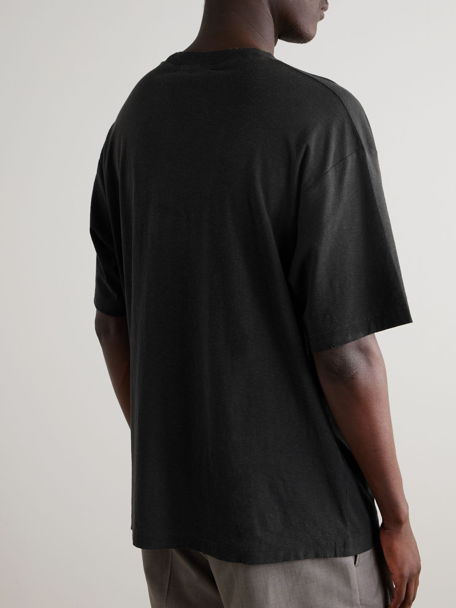 Exford Distressed Logo-Print Cotton-Jersey T-Shirt Black - 3