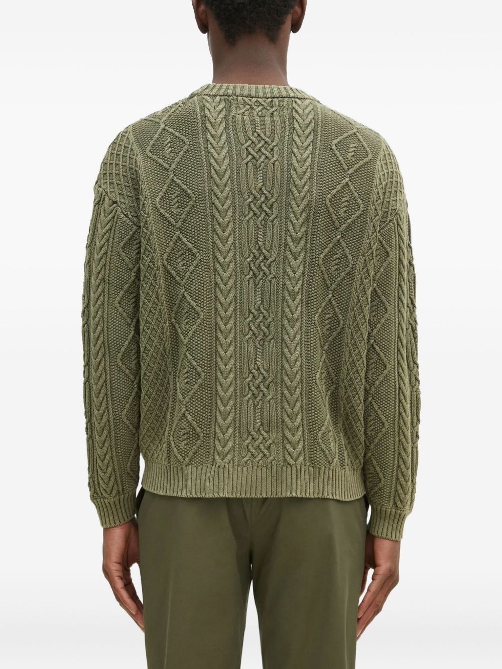 cable-knit diamond-pattern jumper - 3