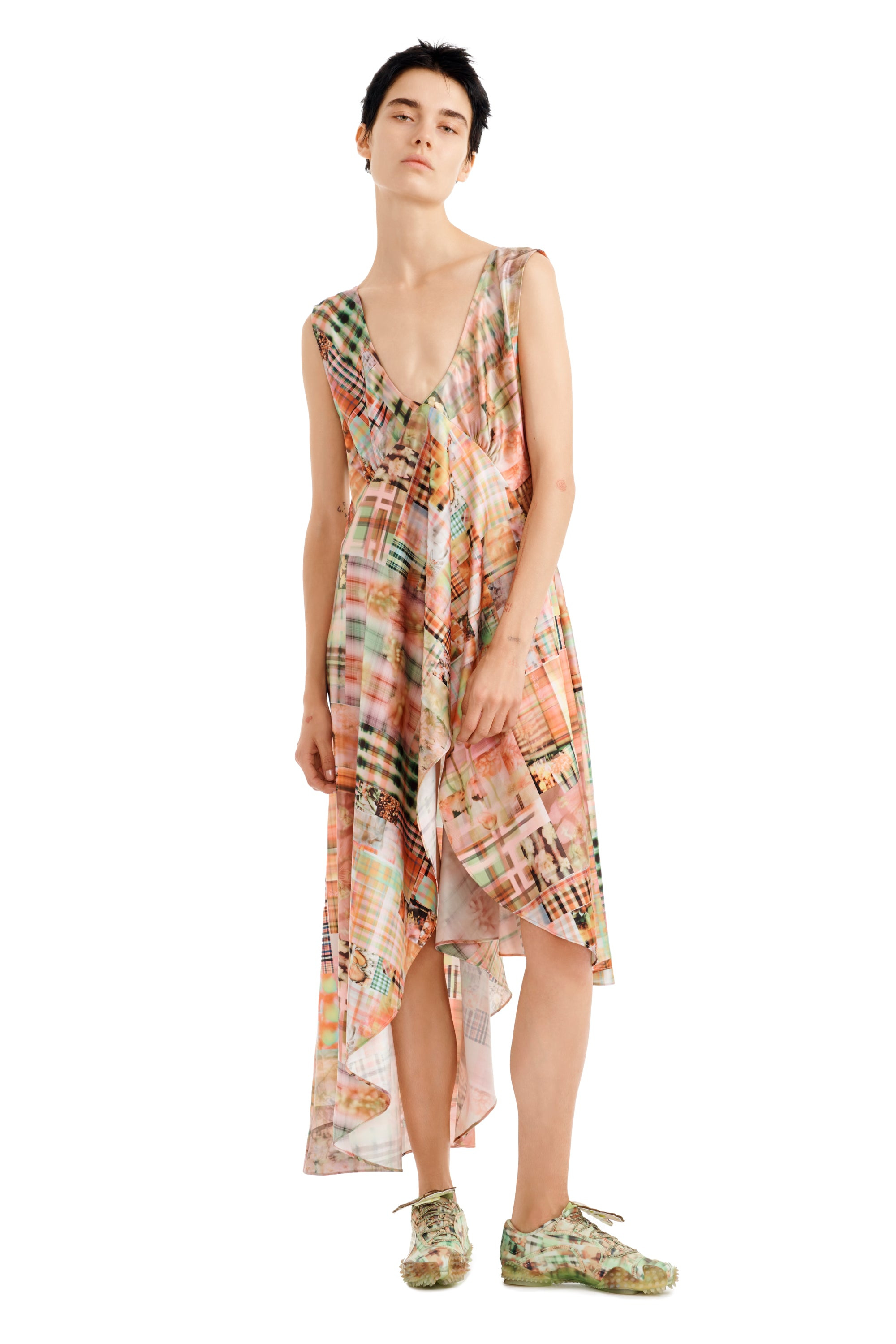 MULTI PLAID TULIP DRESS - 2