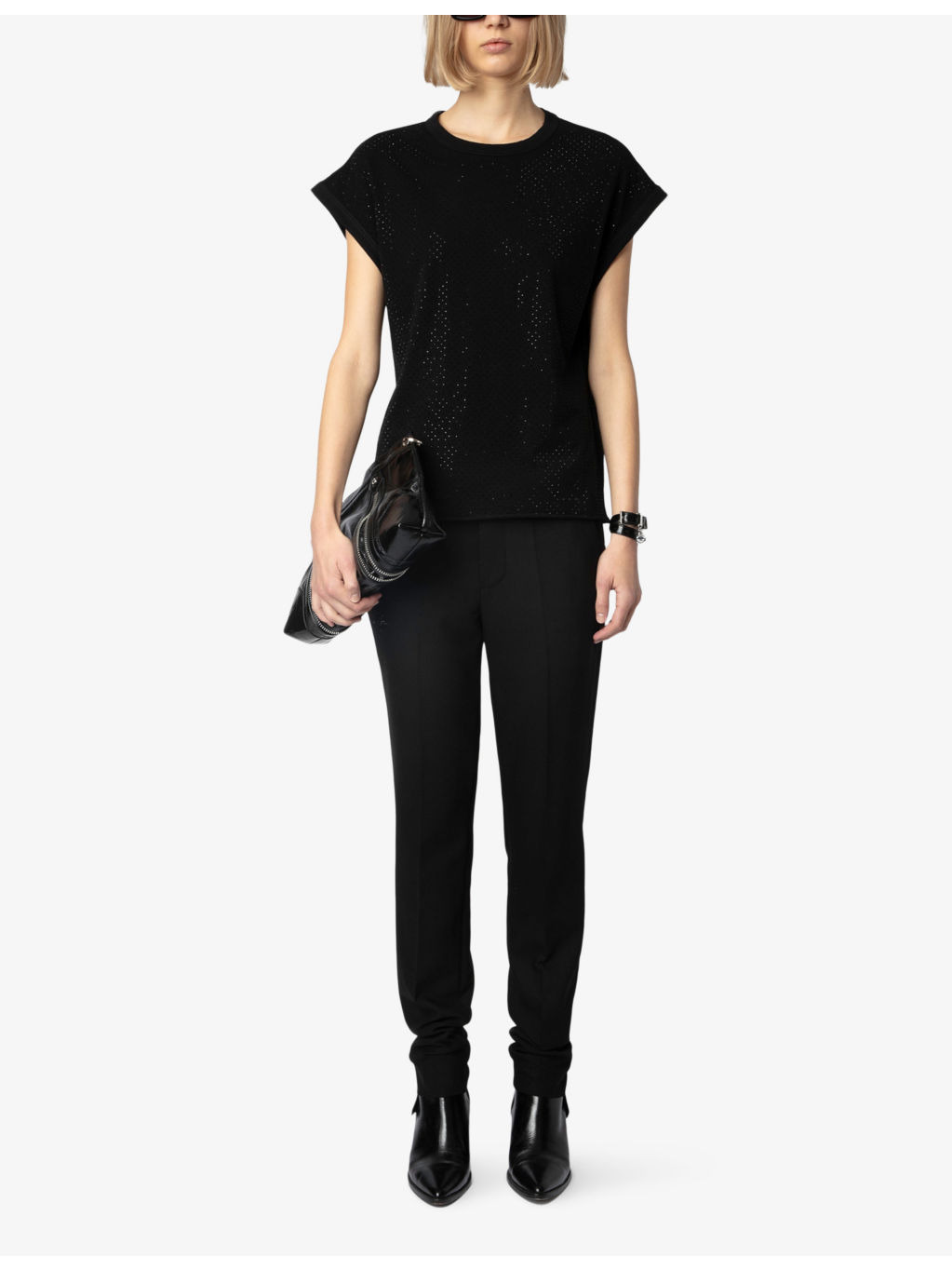 Cecilia rhinestone-embellished organic-cotton top - 2
