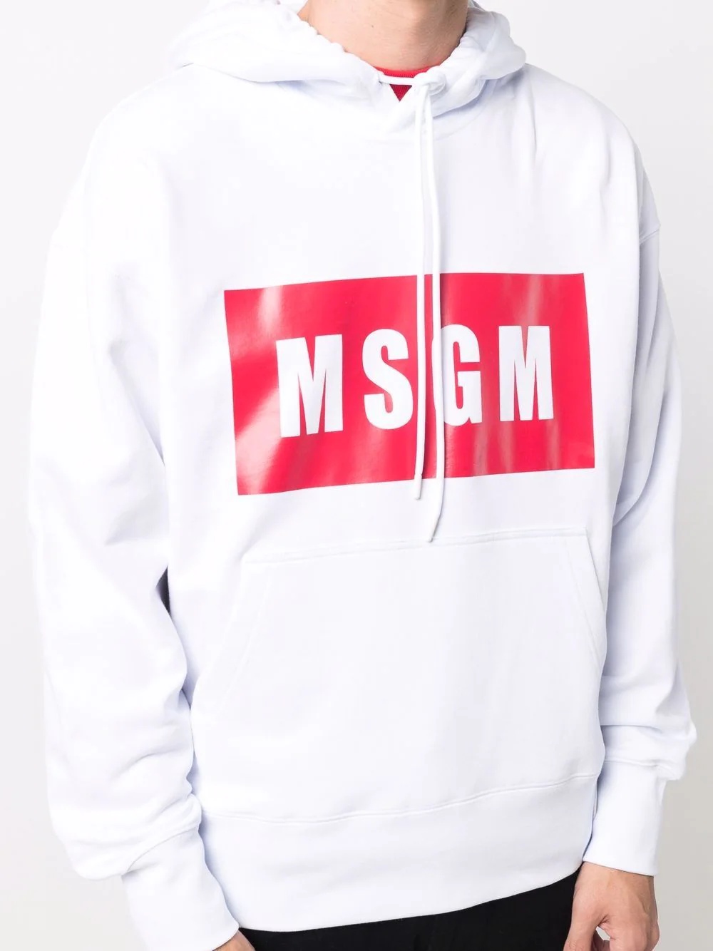 box logo-print cotton hoodie - 5