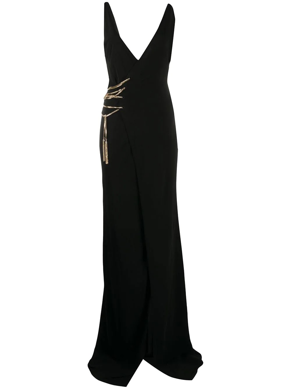 chain-laced asymmetric maxi dress - 1