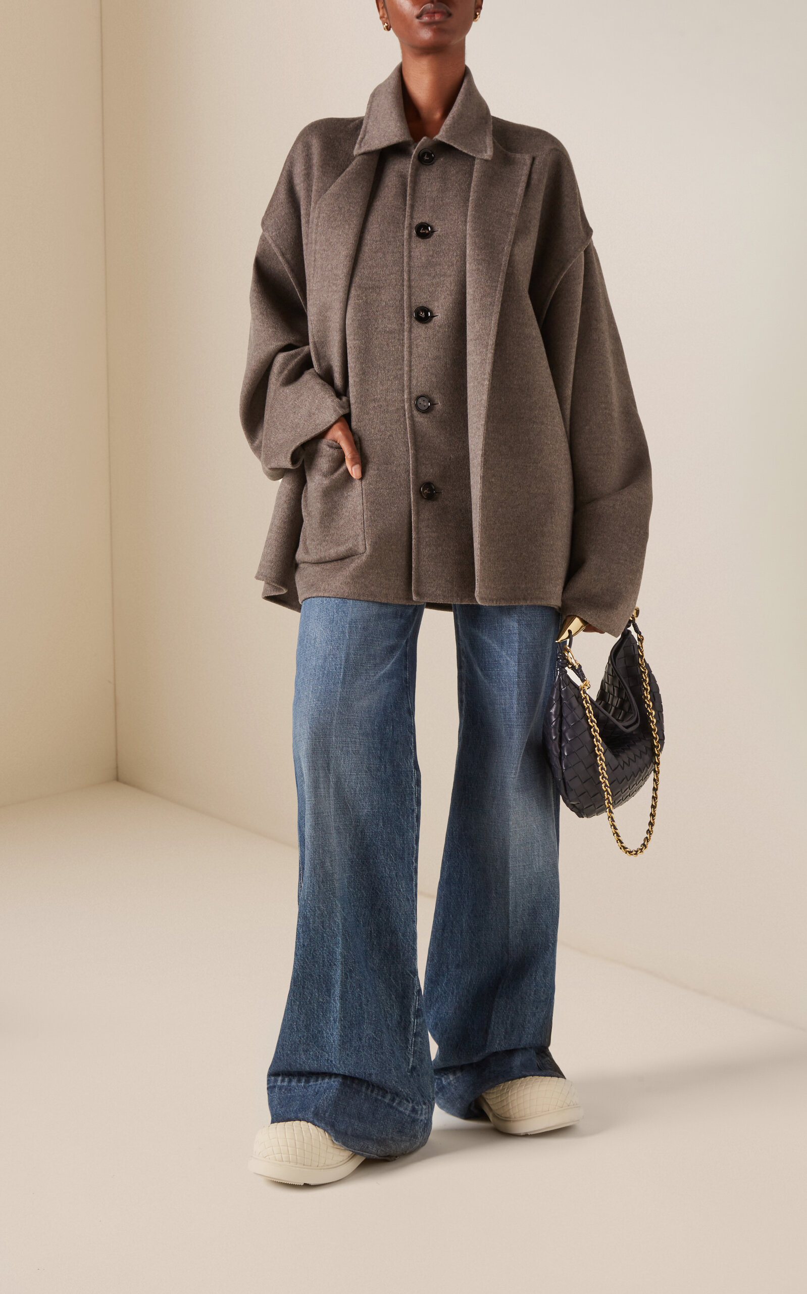 Wool-Cashmere Short Coat grey - 3