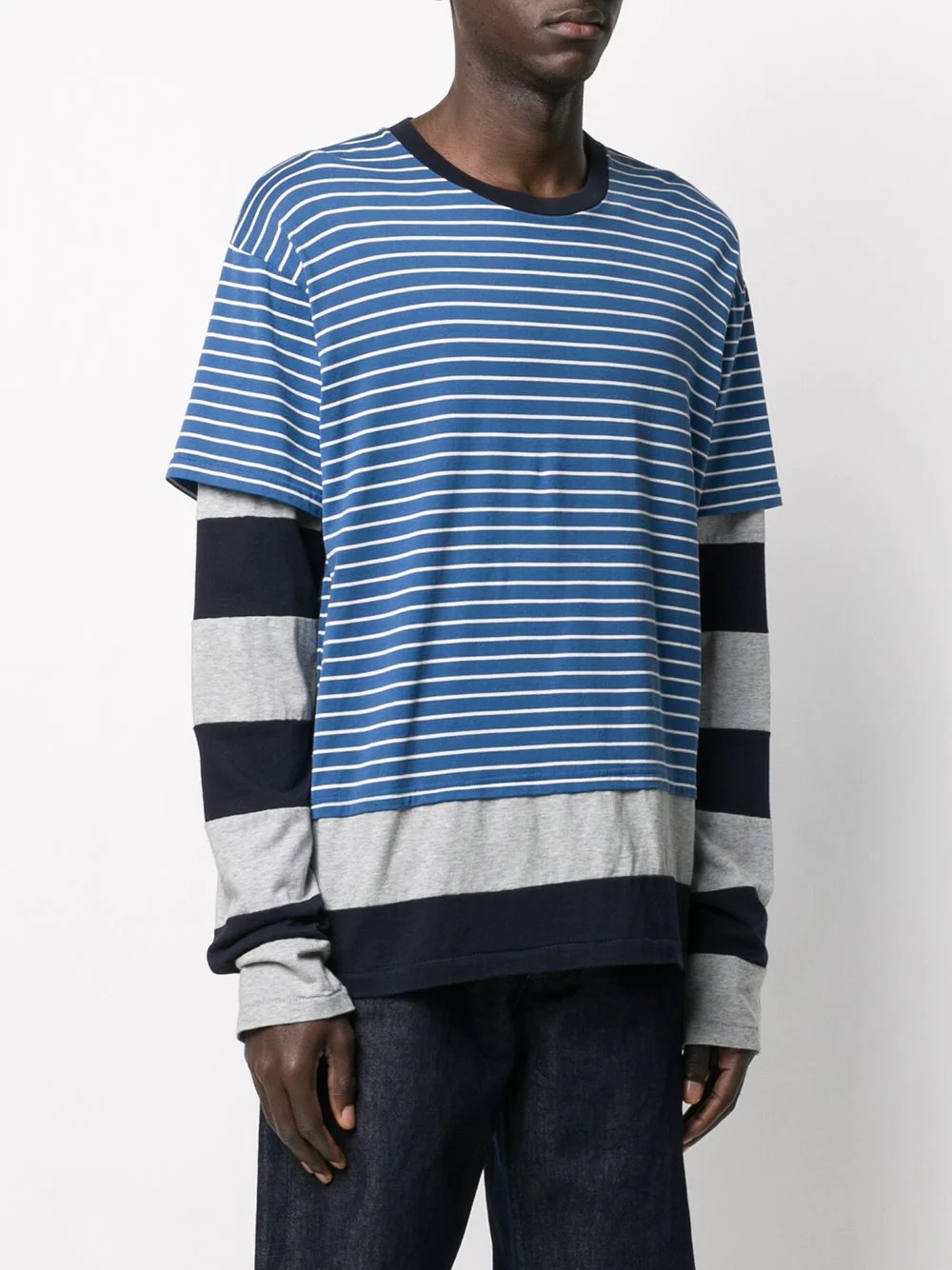 double layered striped T-shirt - 3