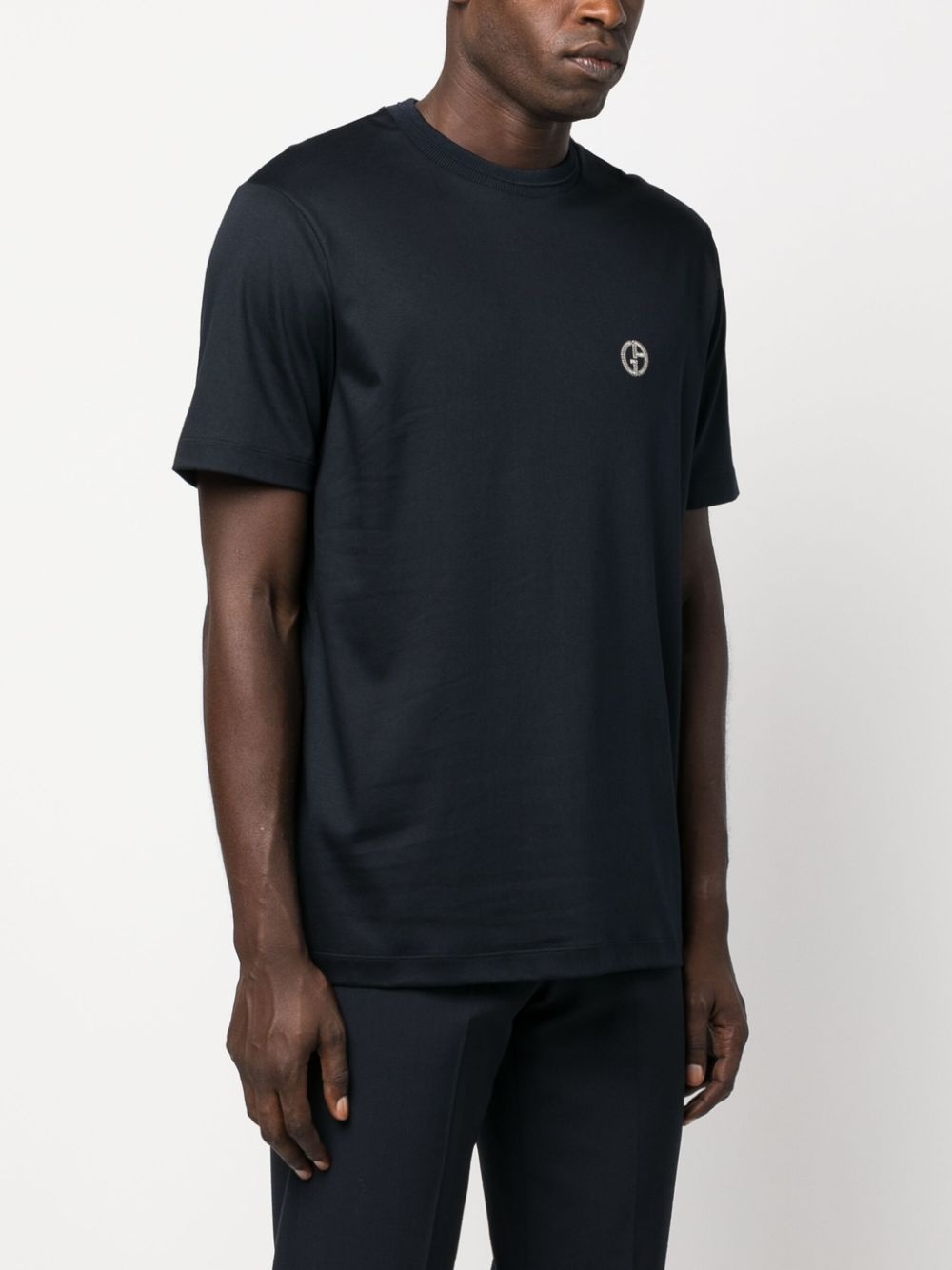 GIORGIO ARMANI logo-embroidered cotton T-shirt | REVERSIBLE