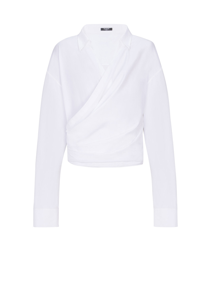 Draped cotton poplin shirt 1