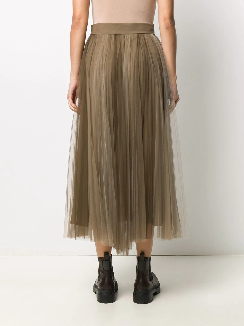 pleated tulle midi skirt - 4