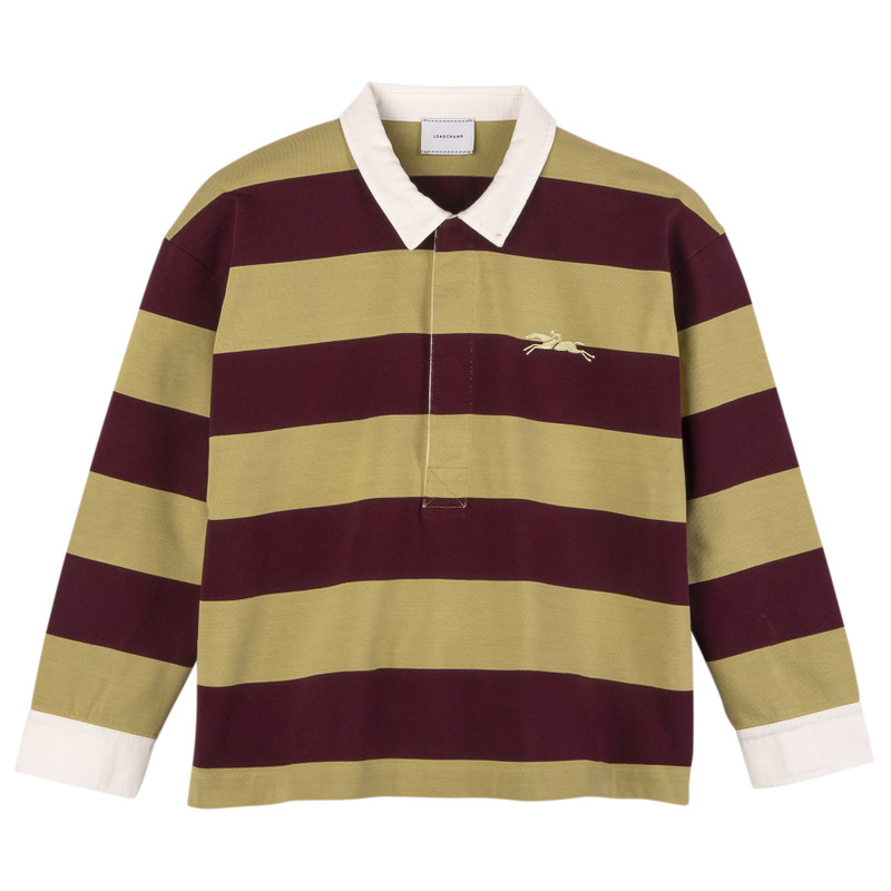 Polo shirt Pistachio/Burgundy - Striped jersey 1
