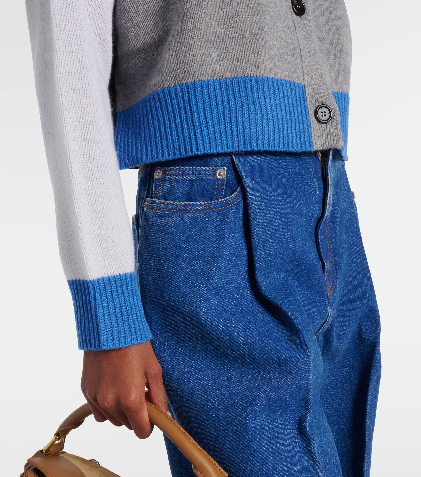 Colorblocked cashmere cardigan - 5