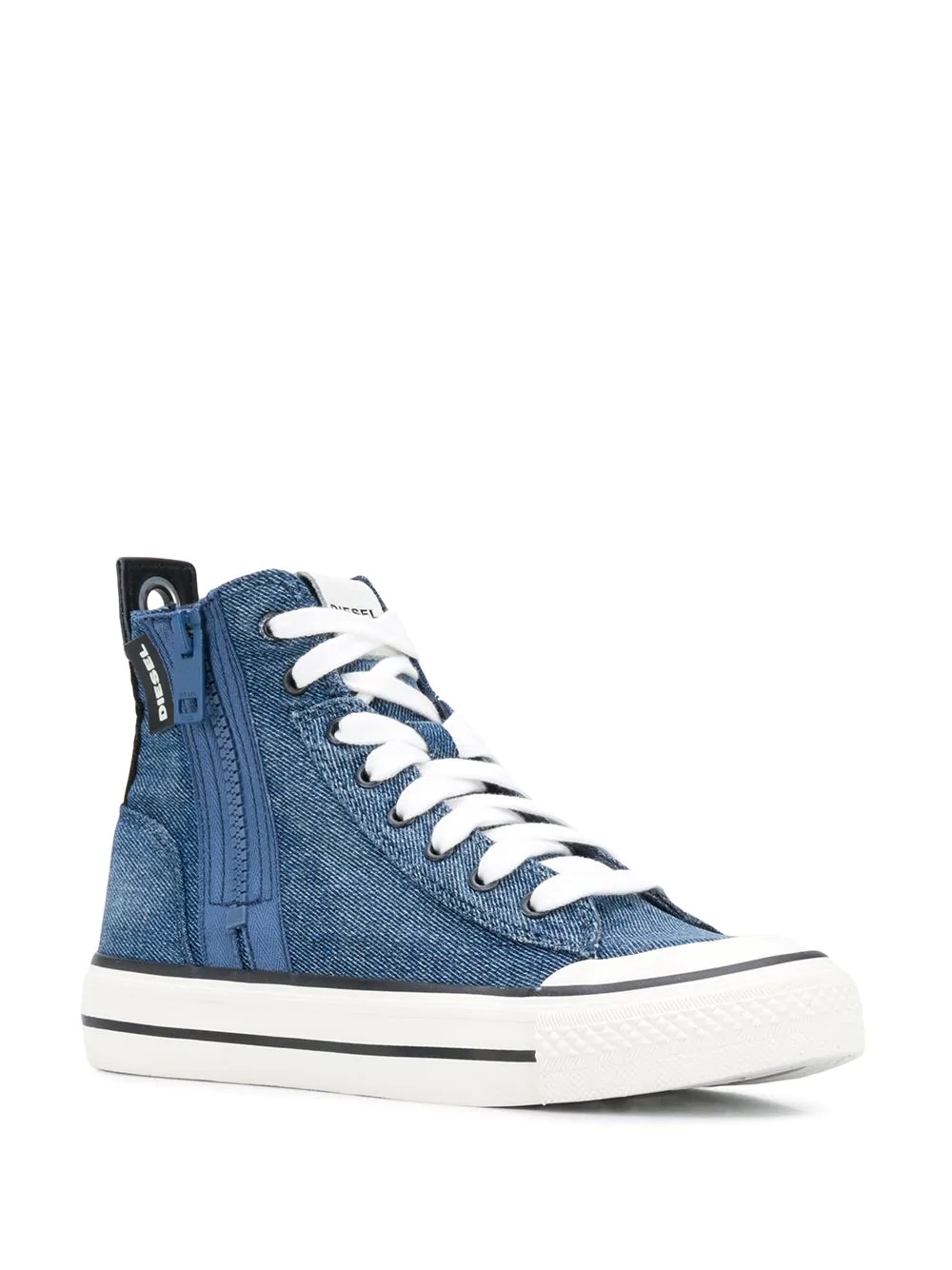 denim lace-up sneakers  - 2