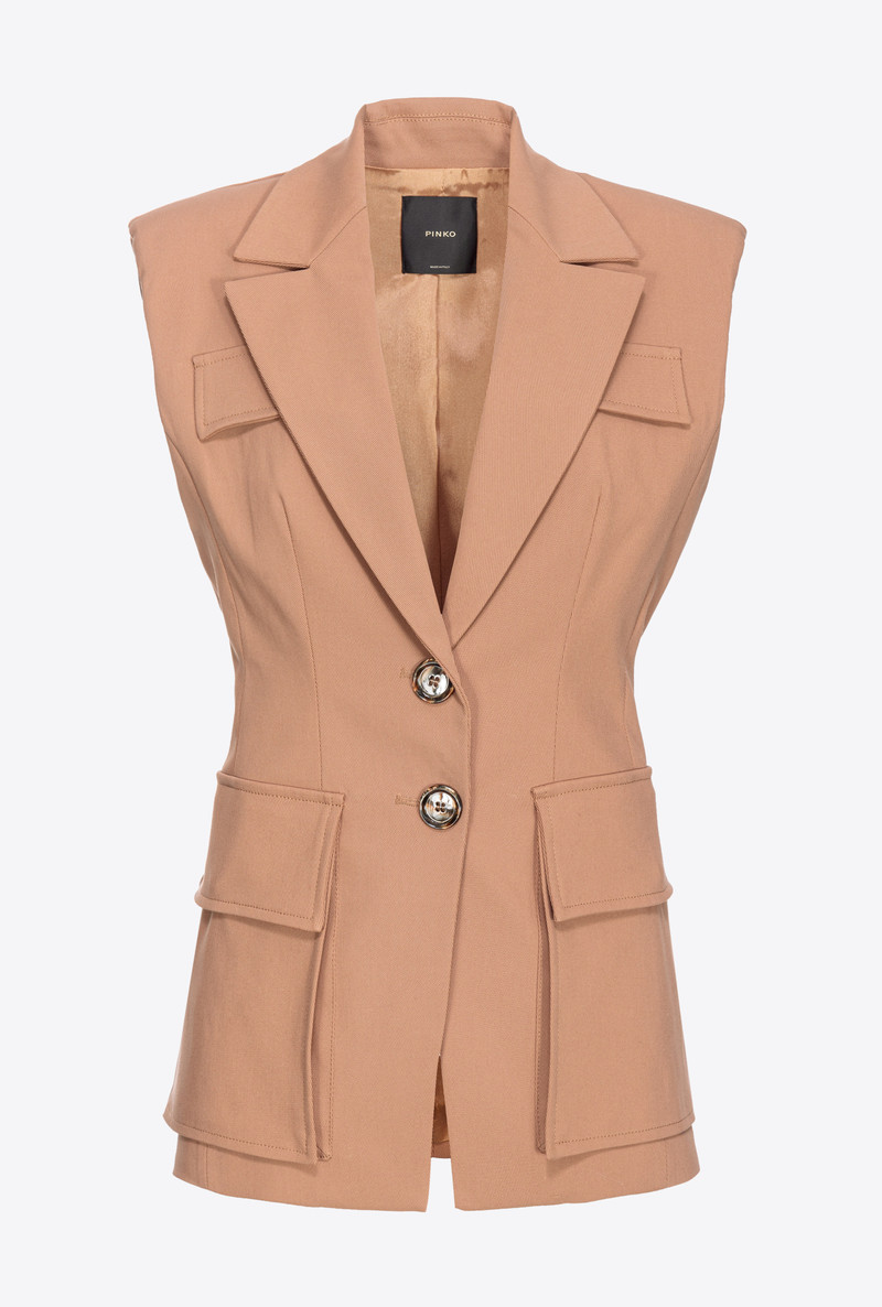 SLEEVELESS STRETCH TRICOTINE BLAZER 1