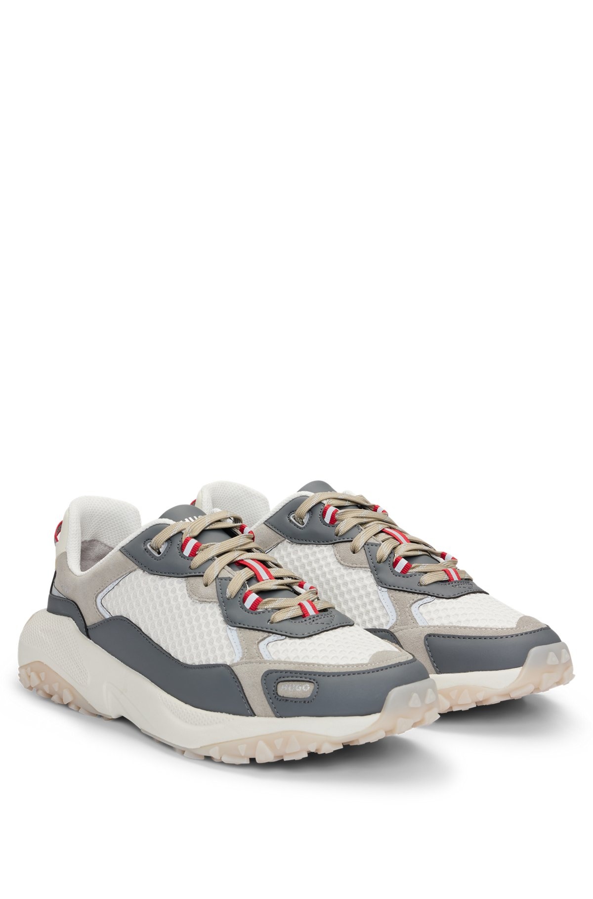 MIXED-MATERIAL TRAINERS WITH LEATHER FACINGS - 2