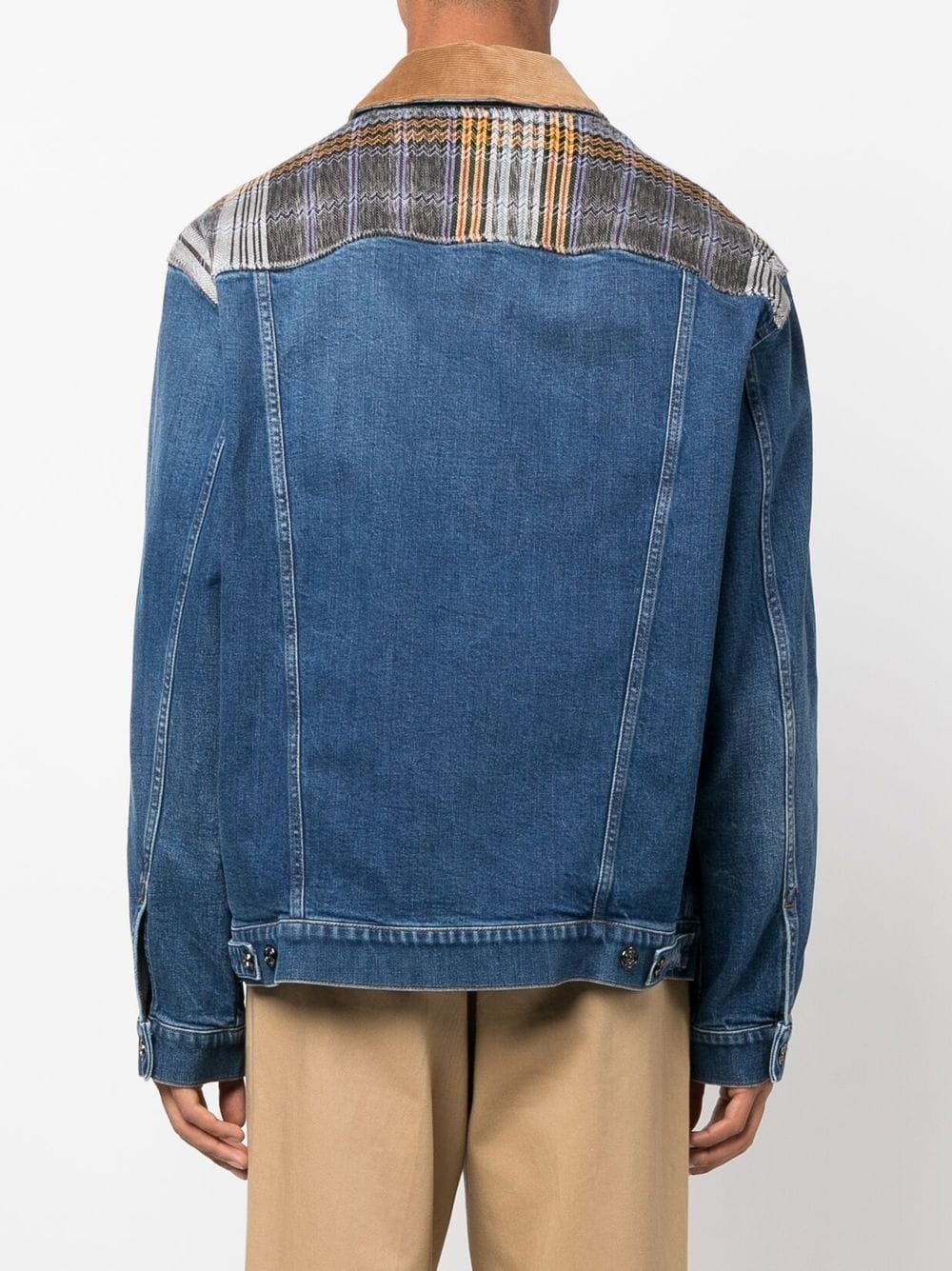 check-pattern denim-jacket - 4