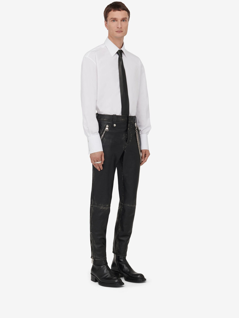 Alexander McQueen Men's Leather Biker Trousers in Black outlook