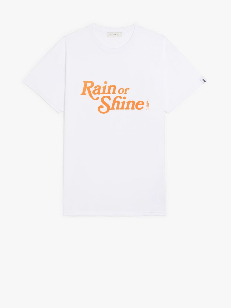 WHITE X ORANGE COTTON RAIN OR SHINE T-SHIRT 1