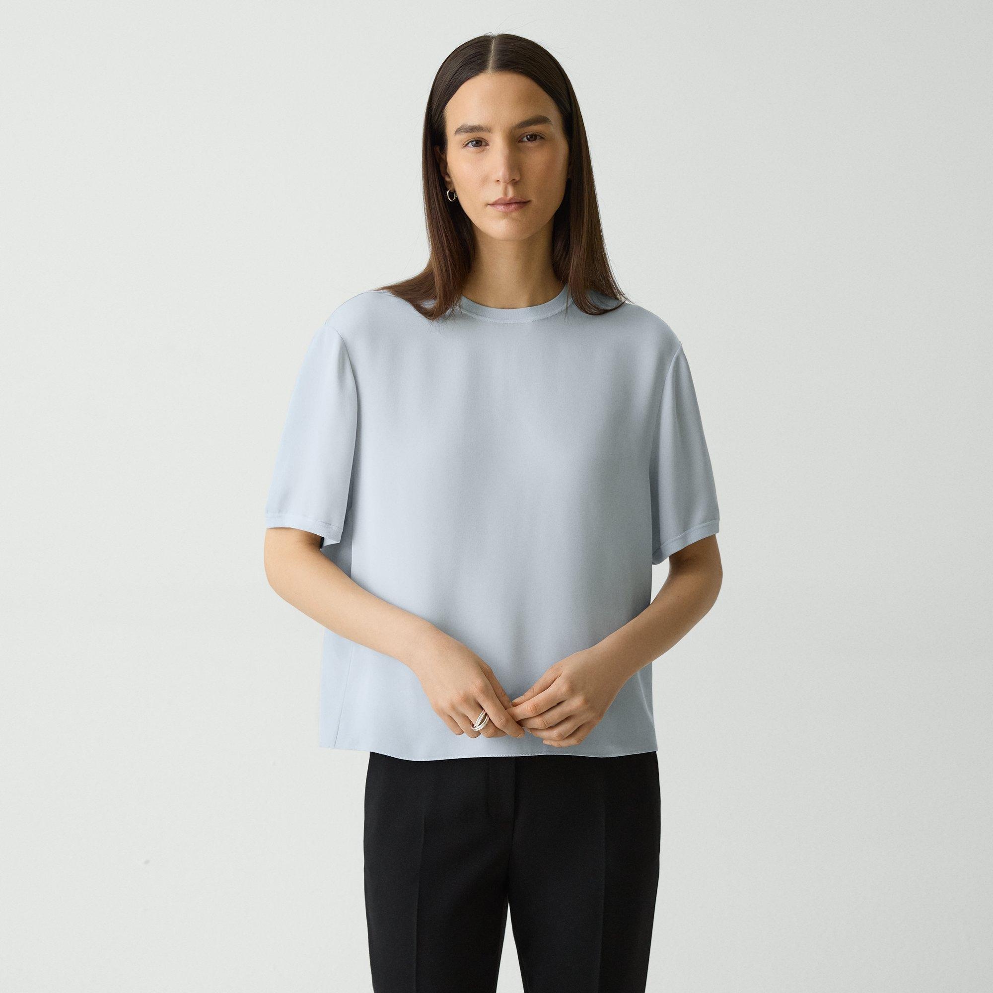 Boxy Tee in Silk Georgette - 1