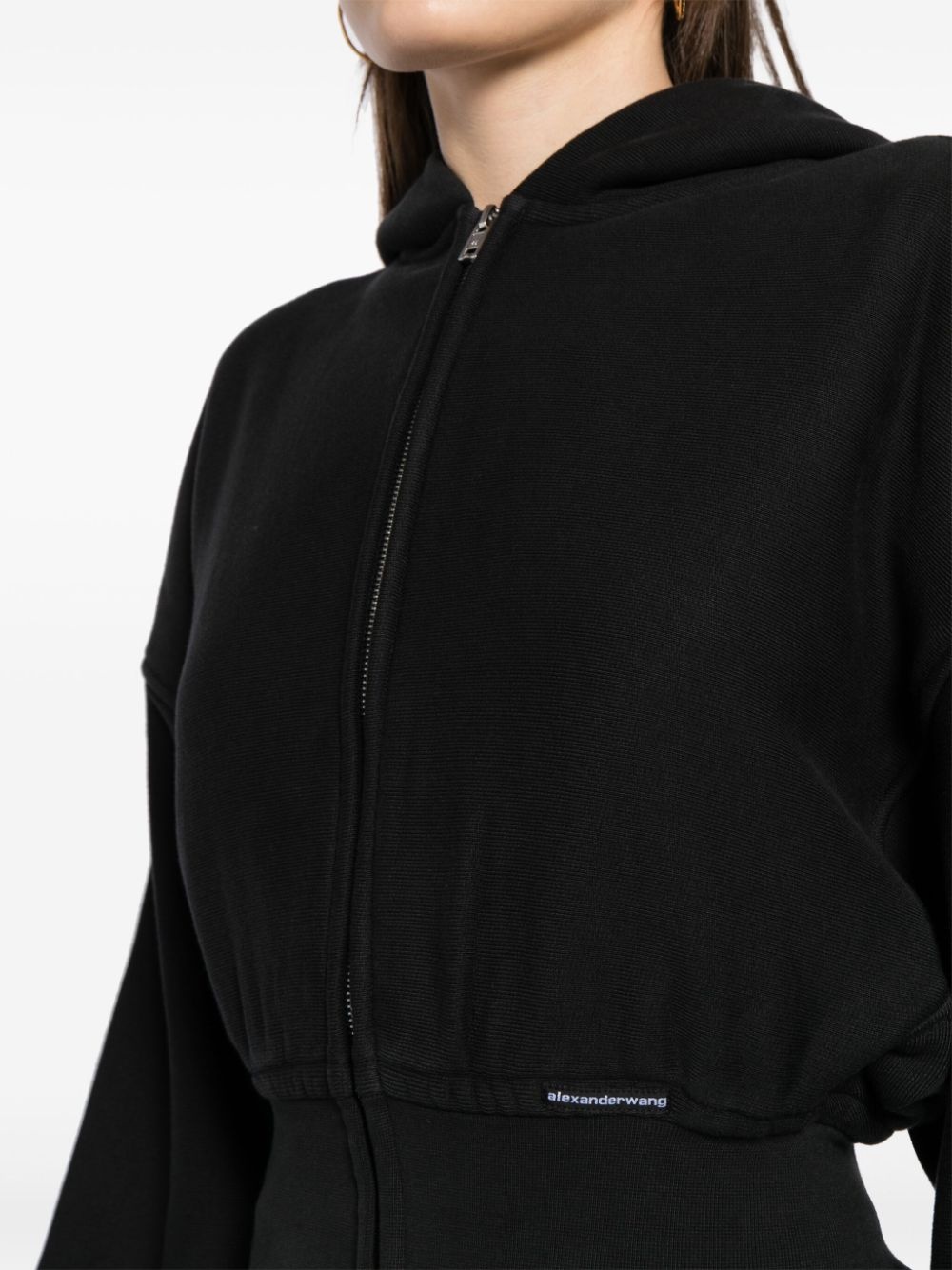 T BY ALEXANDER WANG Women Branded Seam Label Cropped Zip Up Hoodie - 4