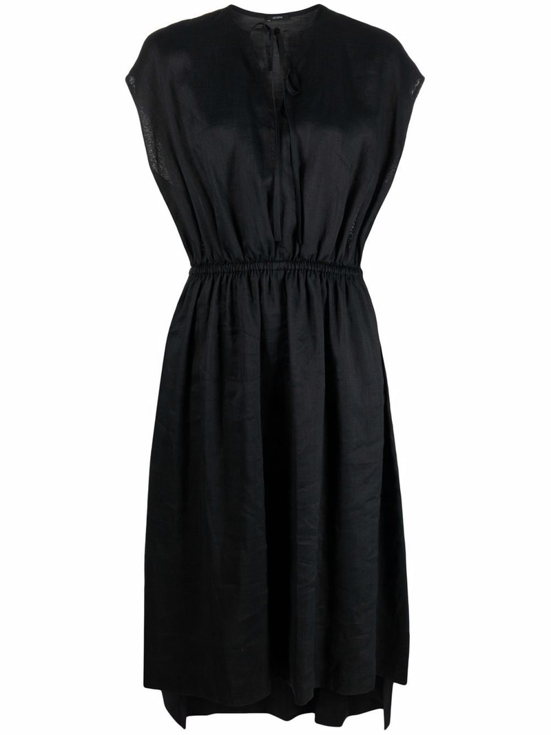 sleeveless gathered-detail dress 1