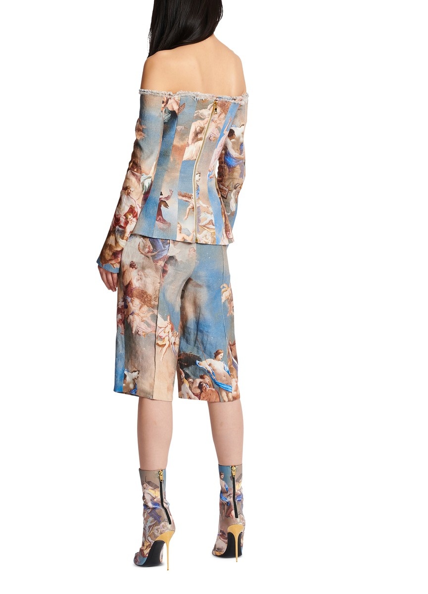 Sky printed canvas off-the-shoulder suit - 3