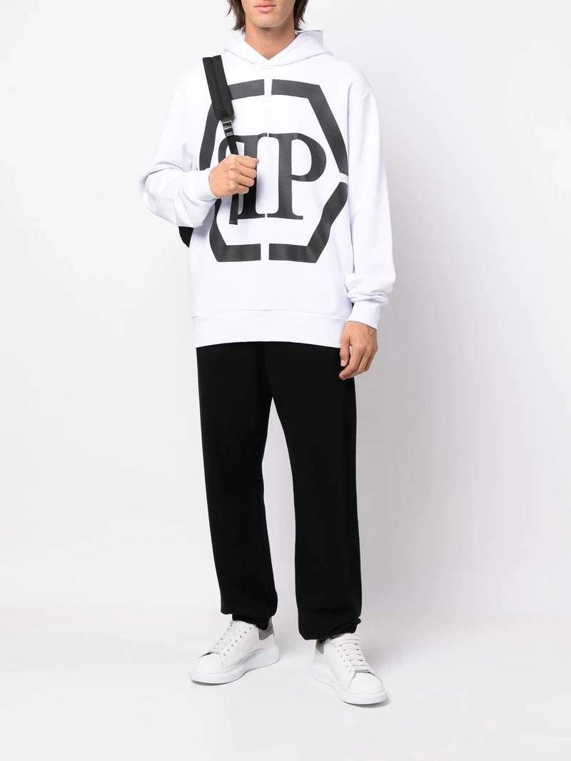 PHILIPP PLEIN logo-print long-sleeve hoodie outlook