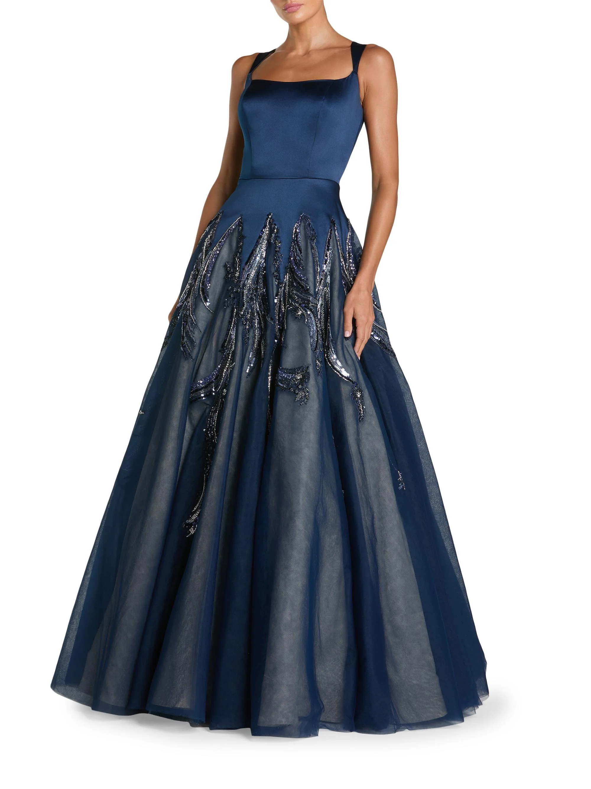 Women's Sequin & Bead-Embellished Ball Gown - Midnight - 1