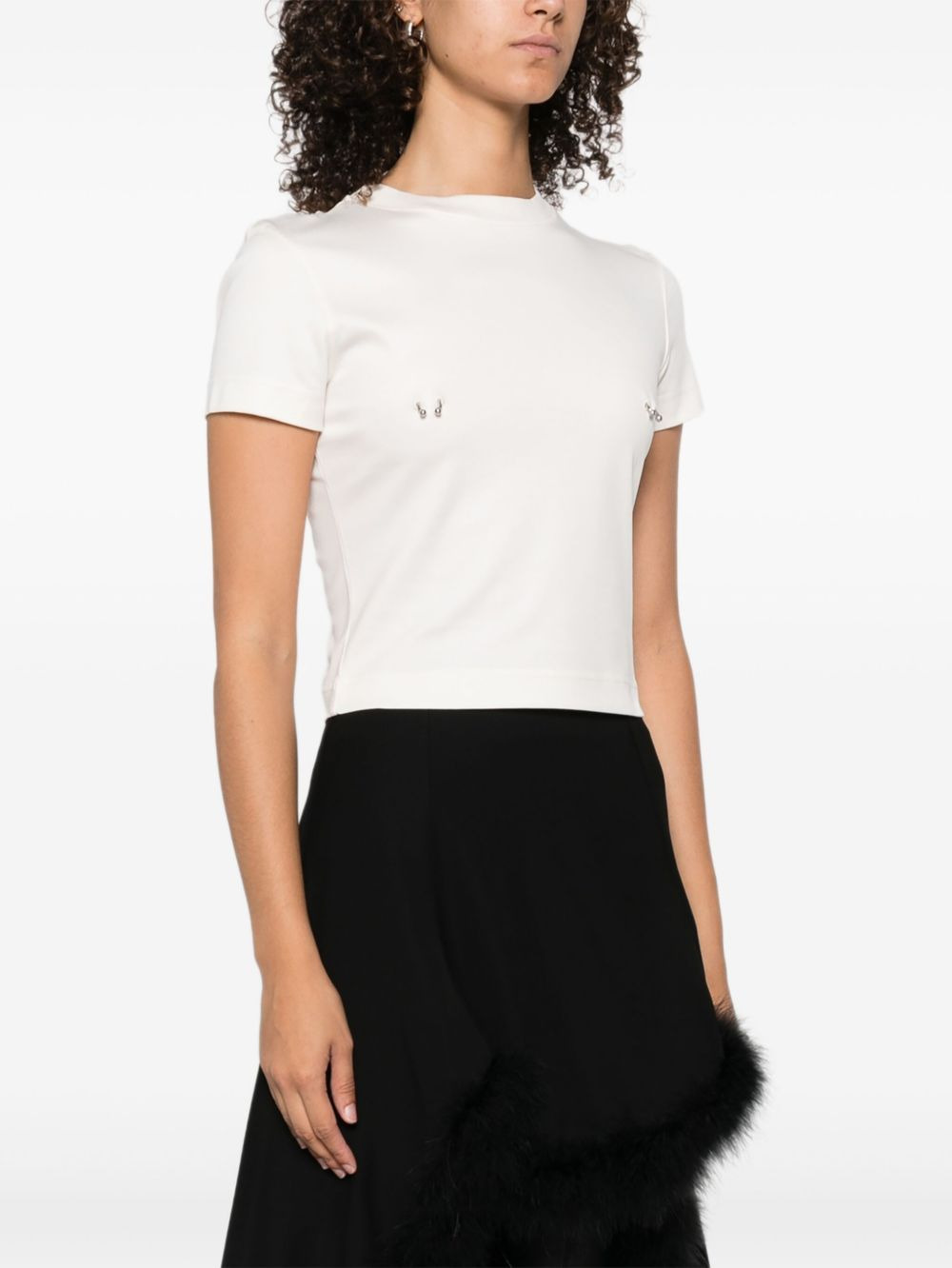 piercing-detail cotton T-shirt - 3