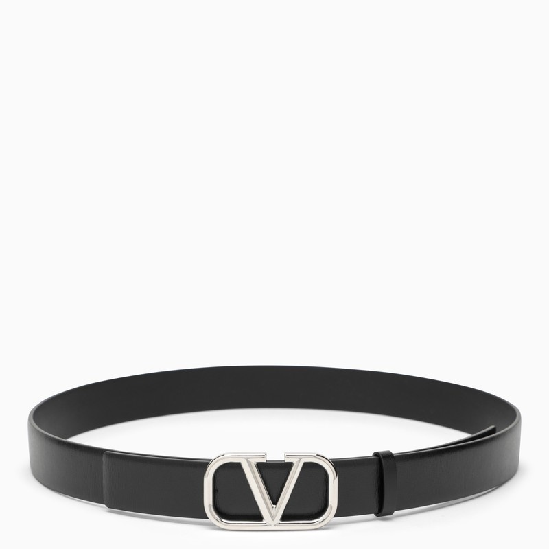 Vlogo black/silver leather belt - 1