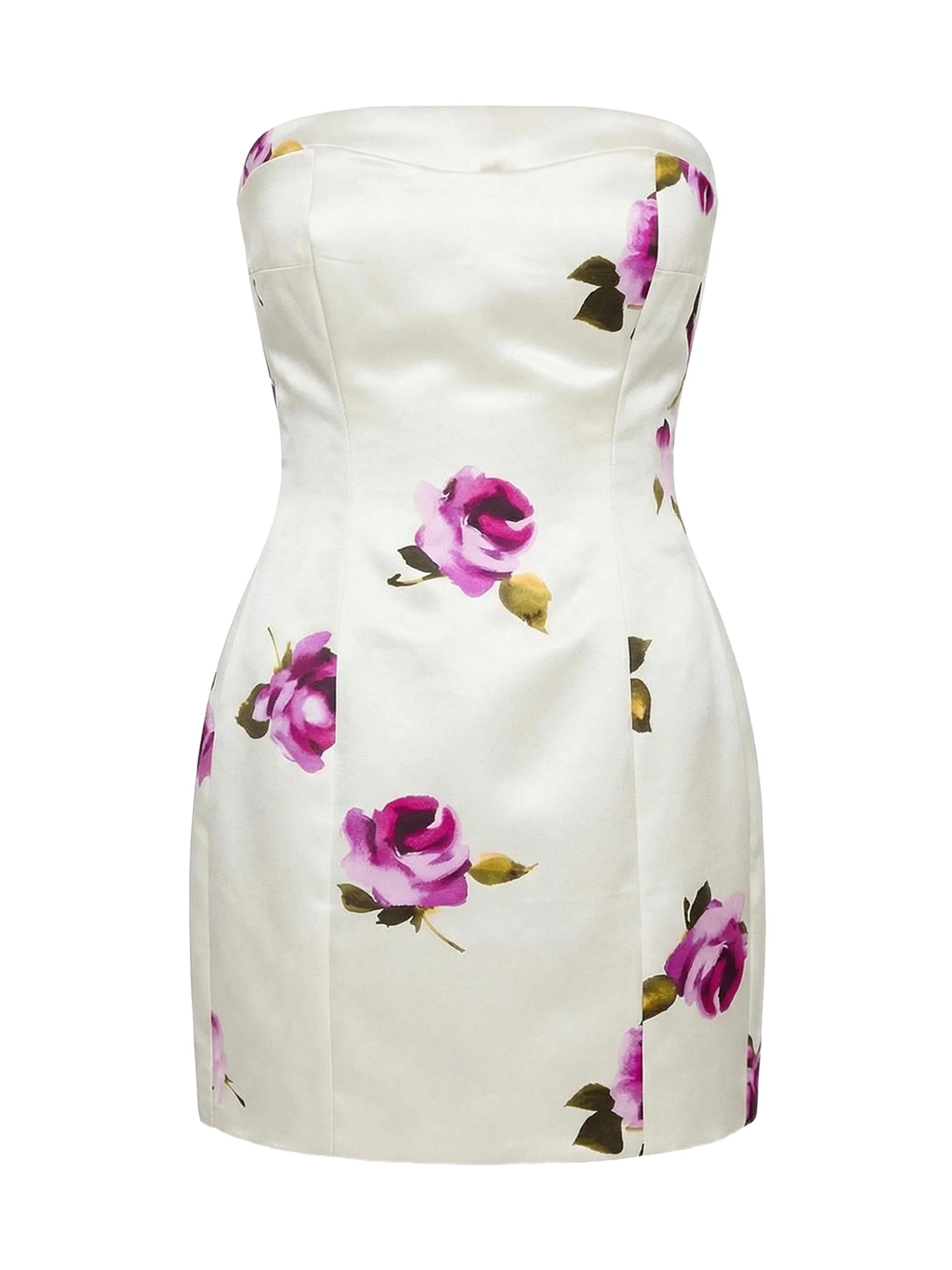 Women's Kaline Floral Satin Strapless Minidress - Floating Rose Buds - 1