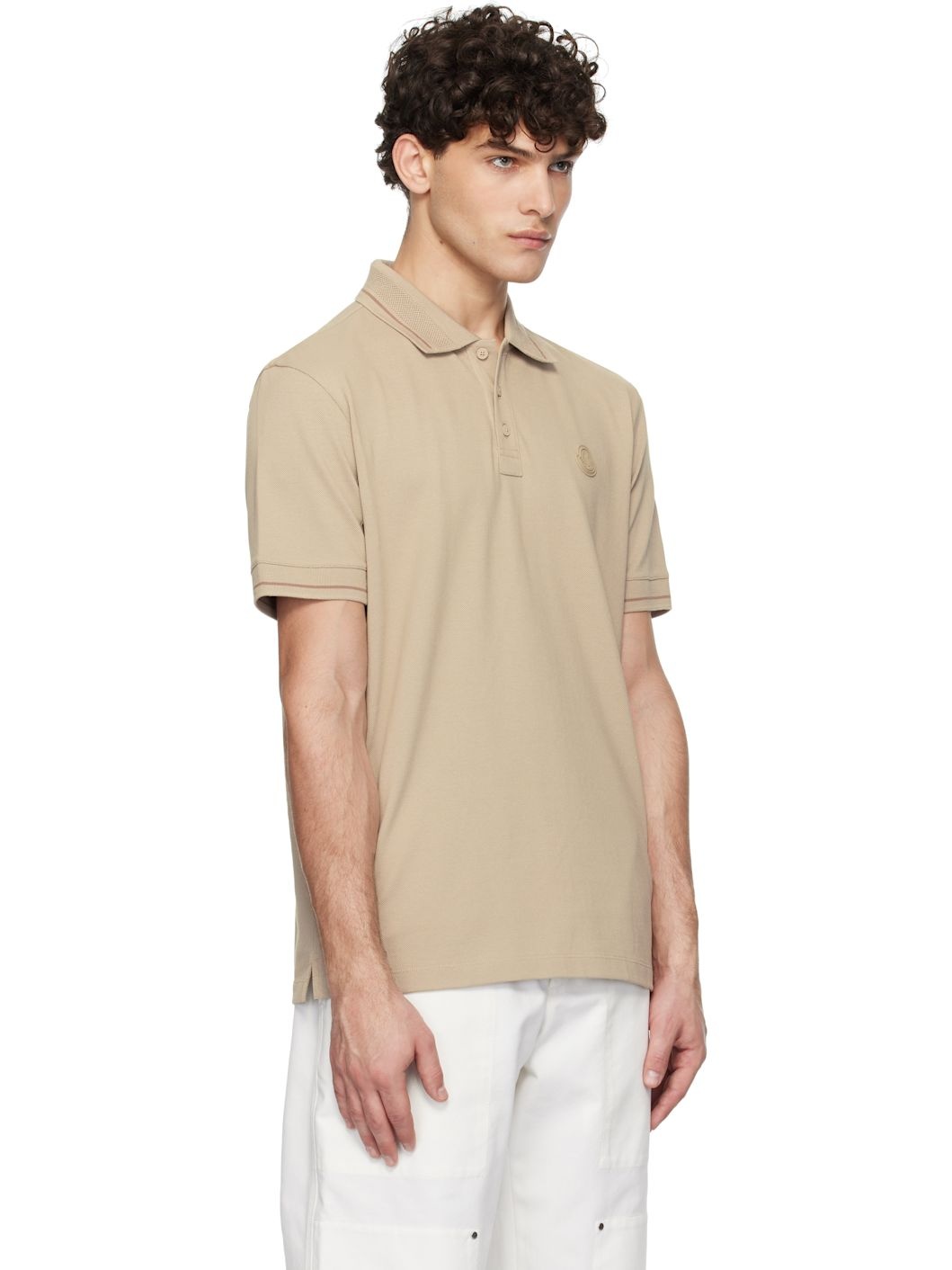 Beige Logo Patch Cotton Polo - 2