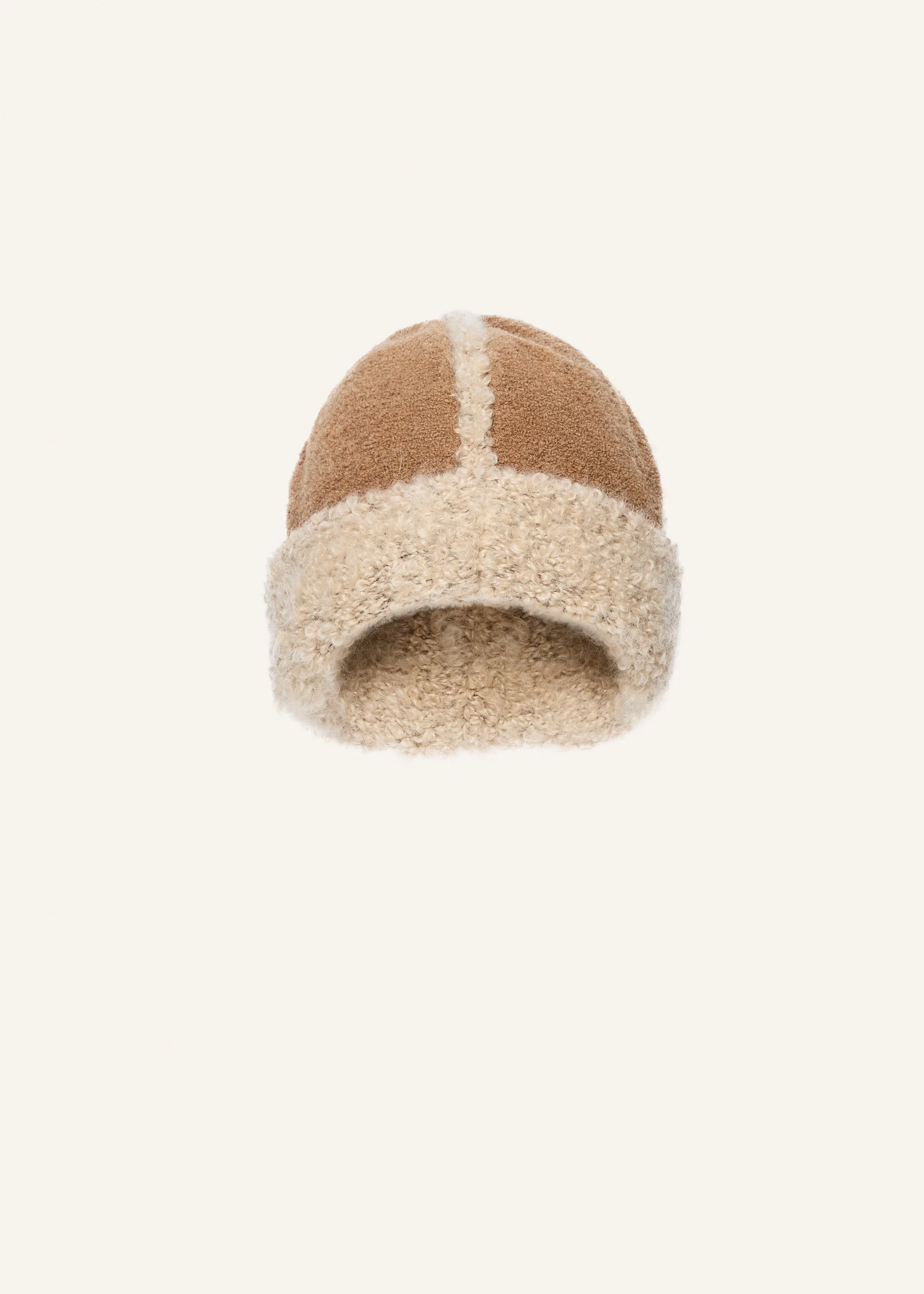 Wool and mohair shearling hat in beige - 1
