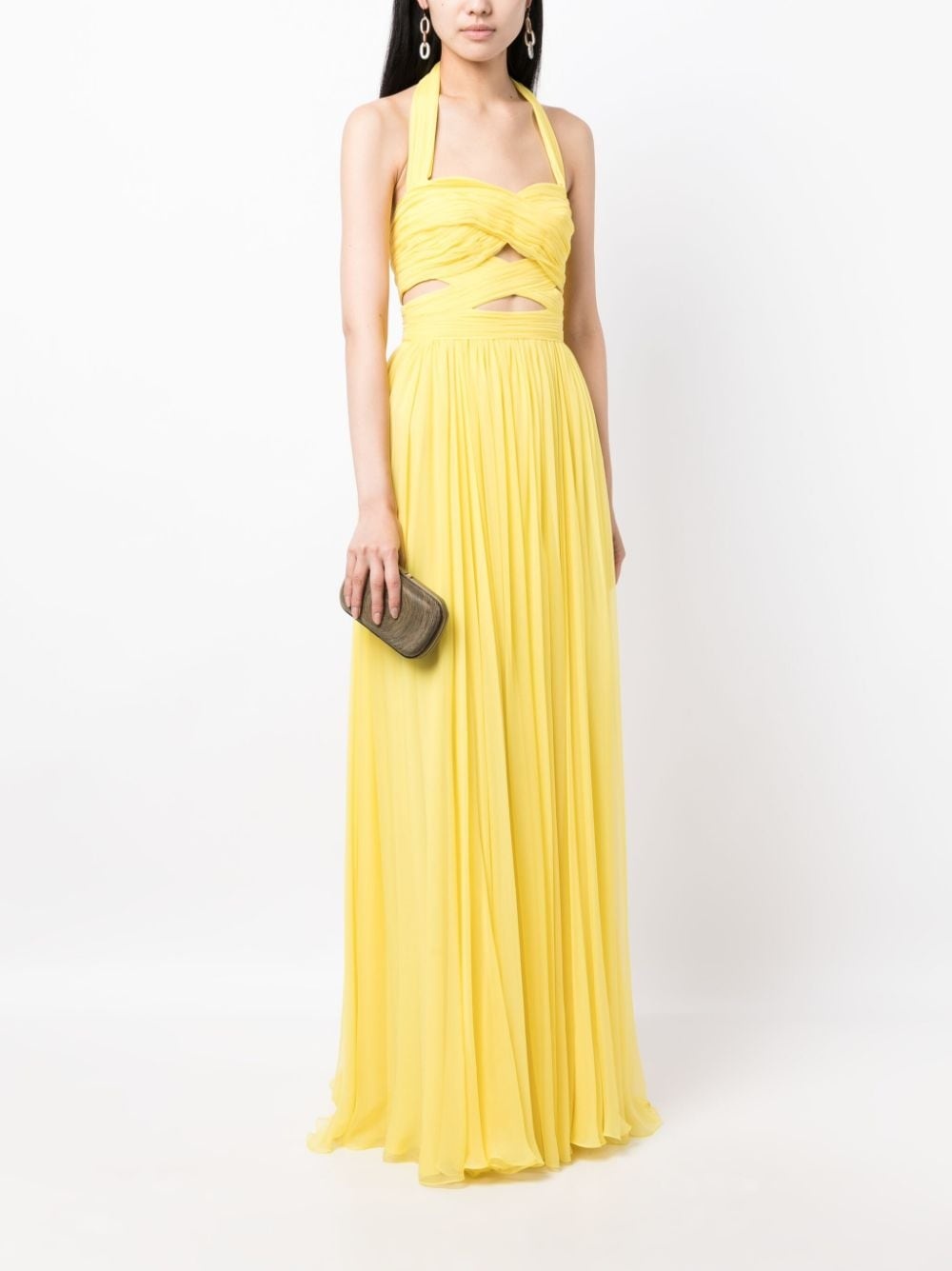 draped cut-out silk gown - 2
