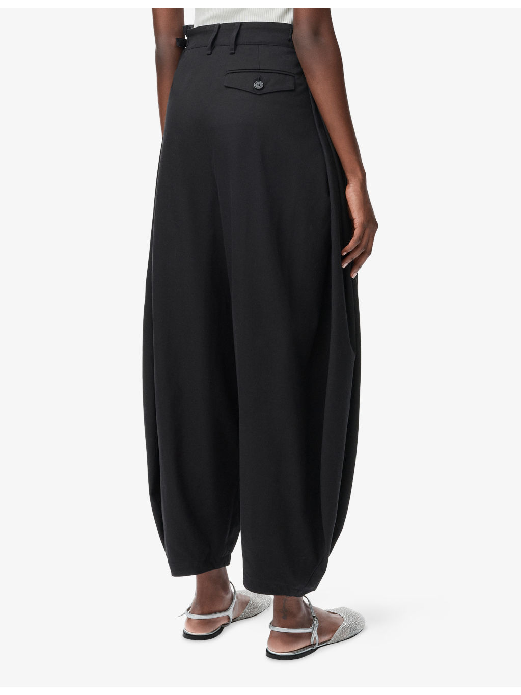 Draped Wide-Leg Cotton-Silk Trousers - 4