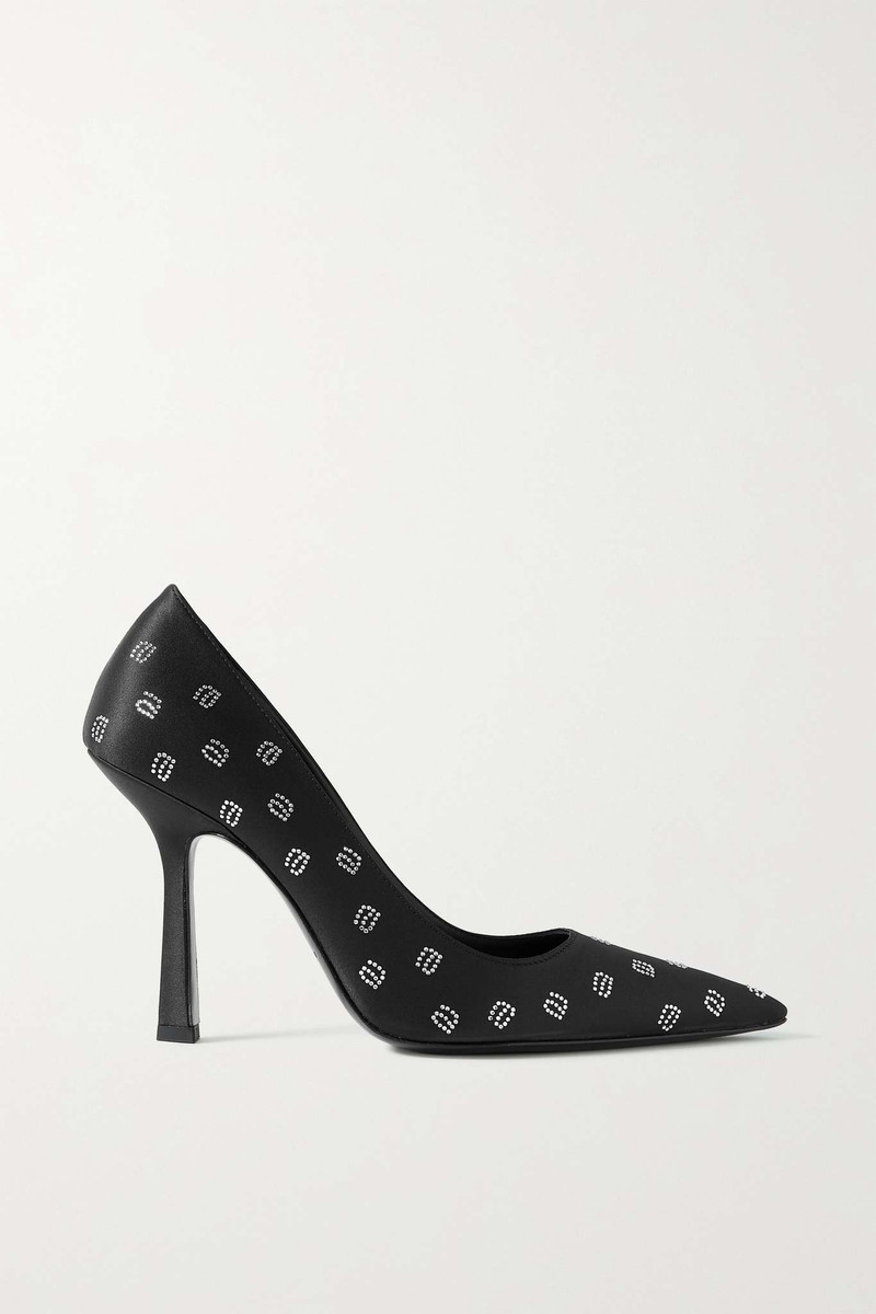 Delphine crystal-embellished satin pumps 1