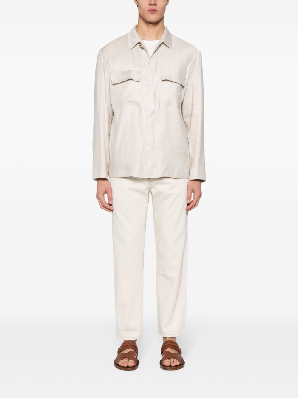 classic-collar shirt jacket - 2