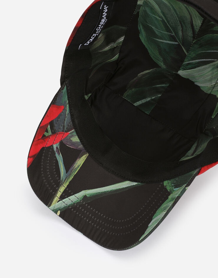 Nylon baseball cap with red rose print - 3