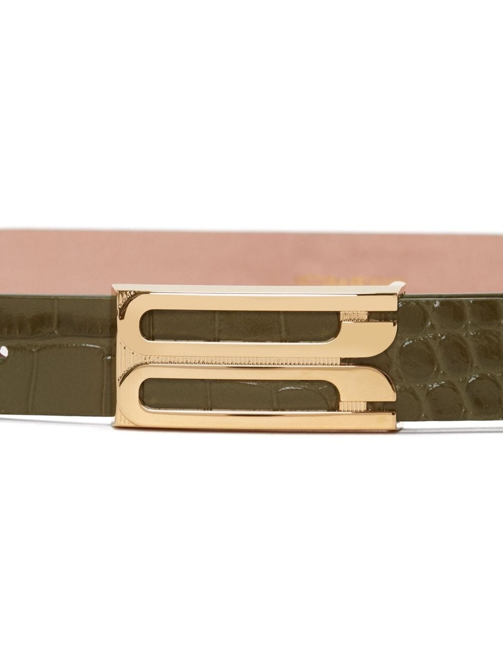 Frame crocodile-embossed leather  belt - 2
